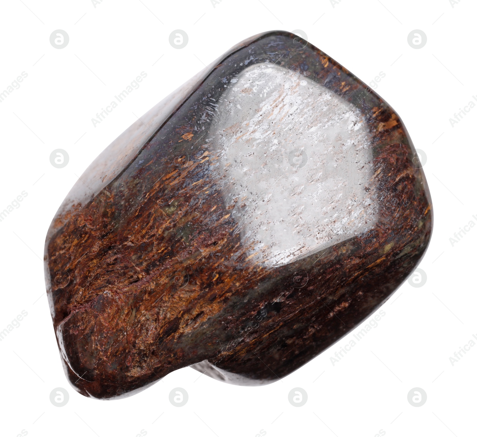 Photo of Beautiful bronzite isolated on white. Natural gemstone