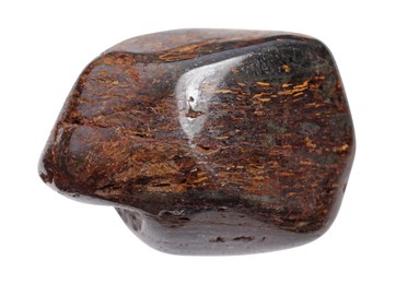 Beautiful bronzite isolated on white. Natural gemstone