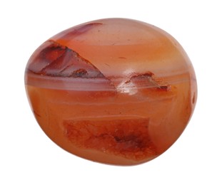 Photo of Beautiful carnelian isolated on white. Natural gemstone