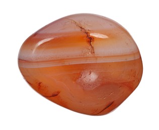 Photo of Beautiful carnelian isolated on white. Natural gemstone