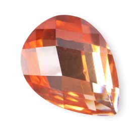 Photo of One orange shiny gemstone isolated on white