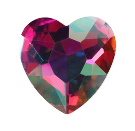 Photo of Colorful heart shaped shiny gemstone isolated on white