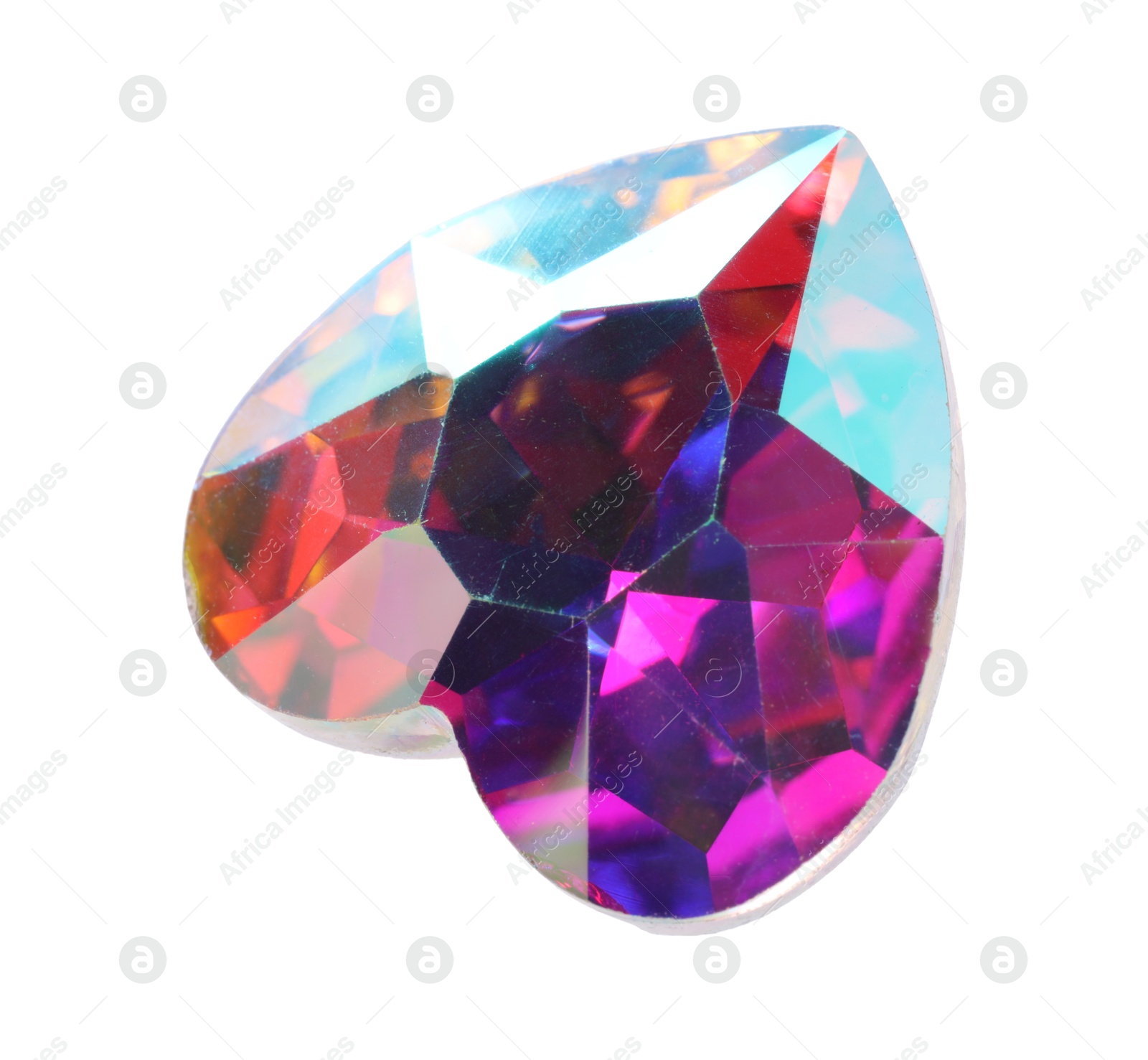 Photo of Colorful heart shaped shiny gemstone isolated on white