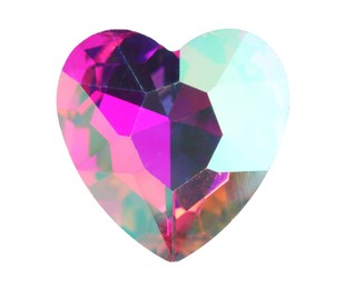 Photo of Colorful heart shaped shiny gemstone isolated on white