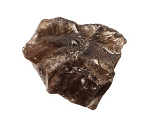 Photo of Beautiful smoky quartz isolated on white. Natural gemstone