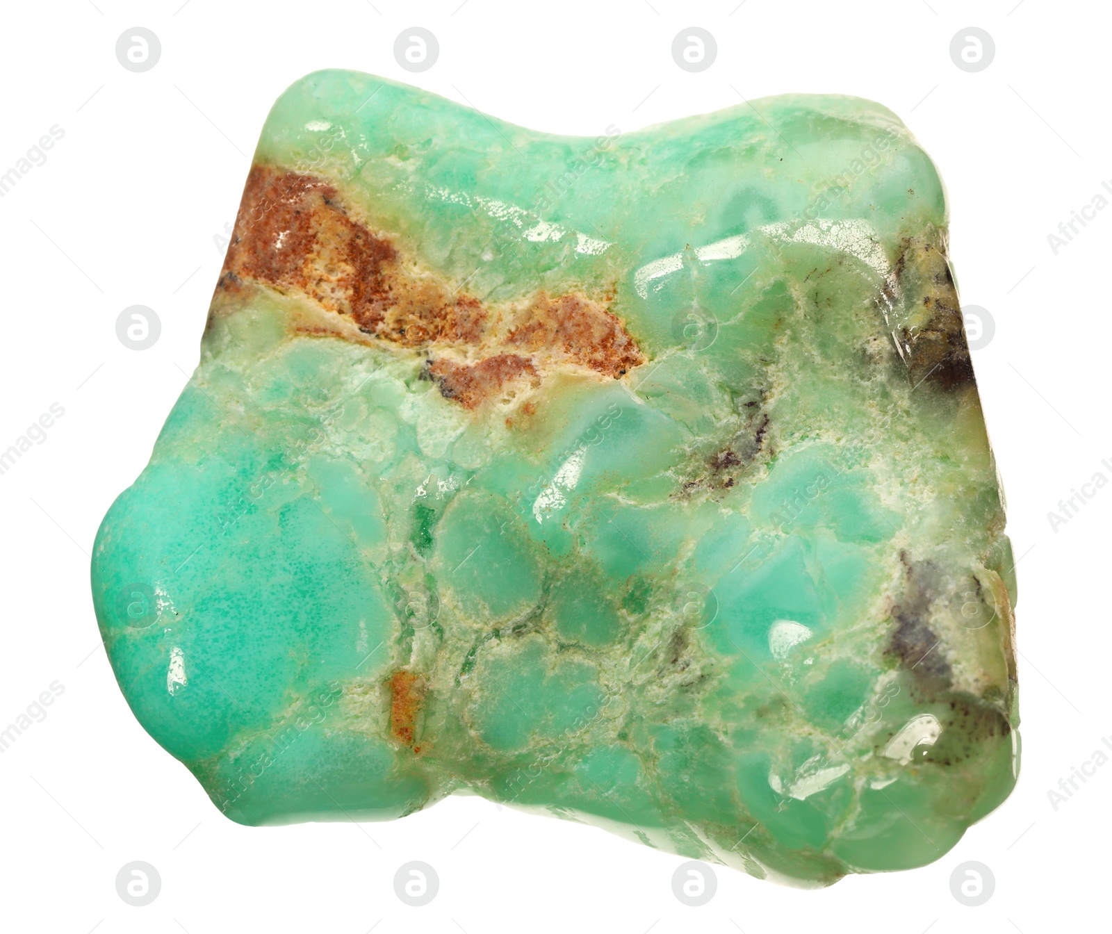 Photo of Beautiful chrysoprase isolated on white. Natural gemstone