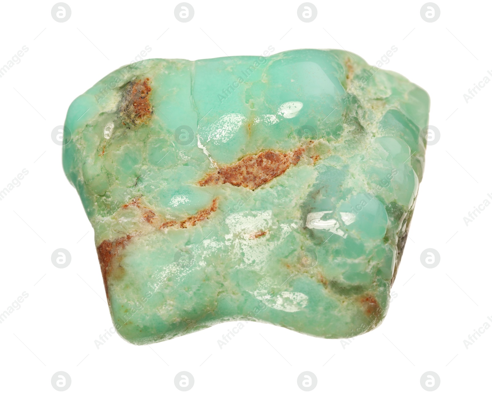 Photo of Beautiful chrysoprase isolated on white. Natural gemstone