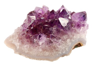 Photo of Beautiful amethyst isolated on white. Natural gemstone