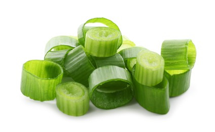 Photo of Chopped fresh green onion isolated on white