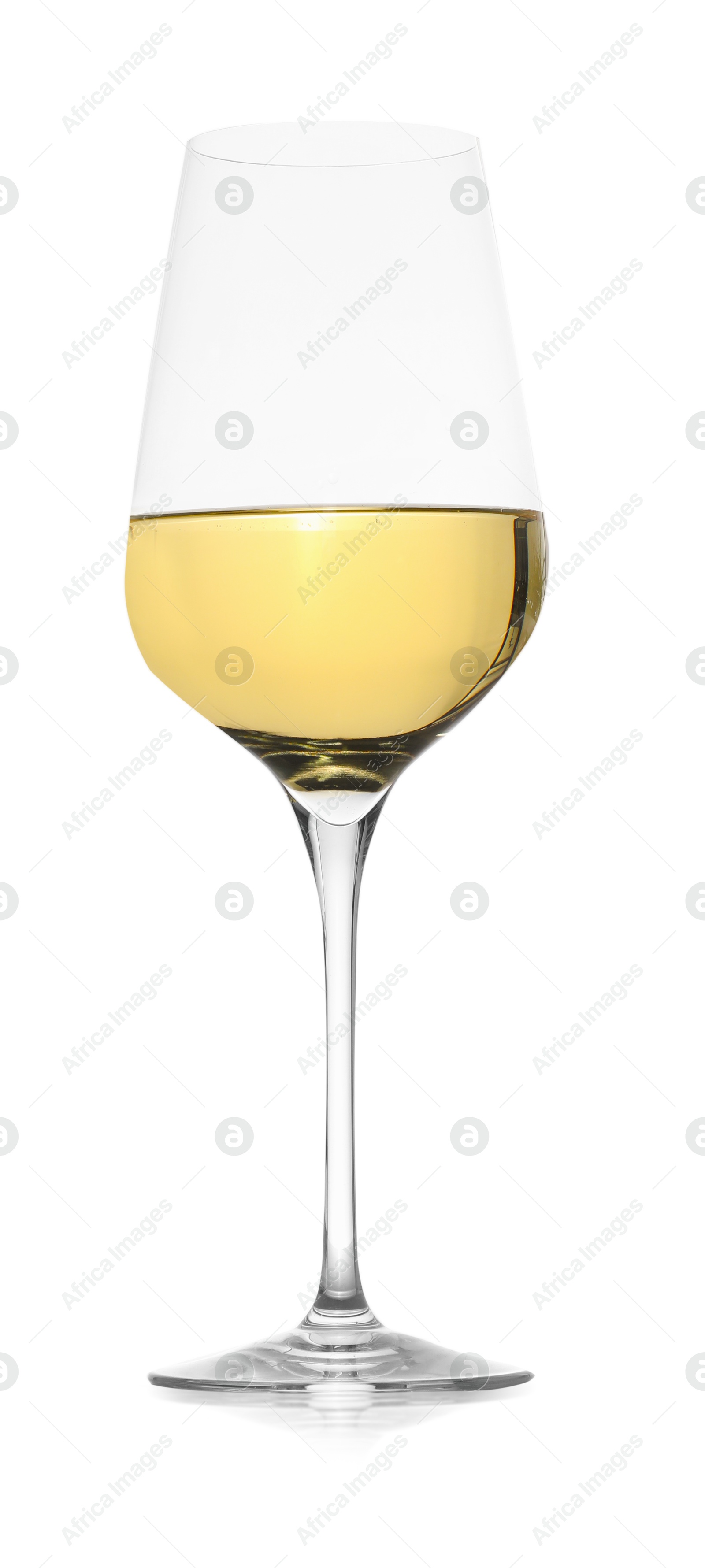 Photo of Tasty wine in glass on white background