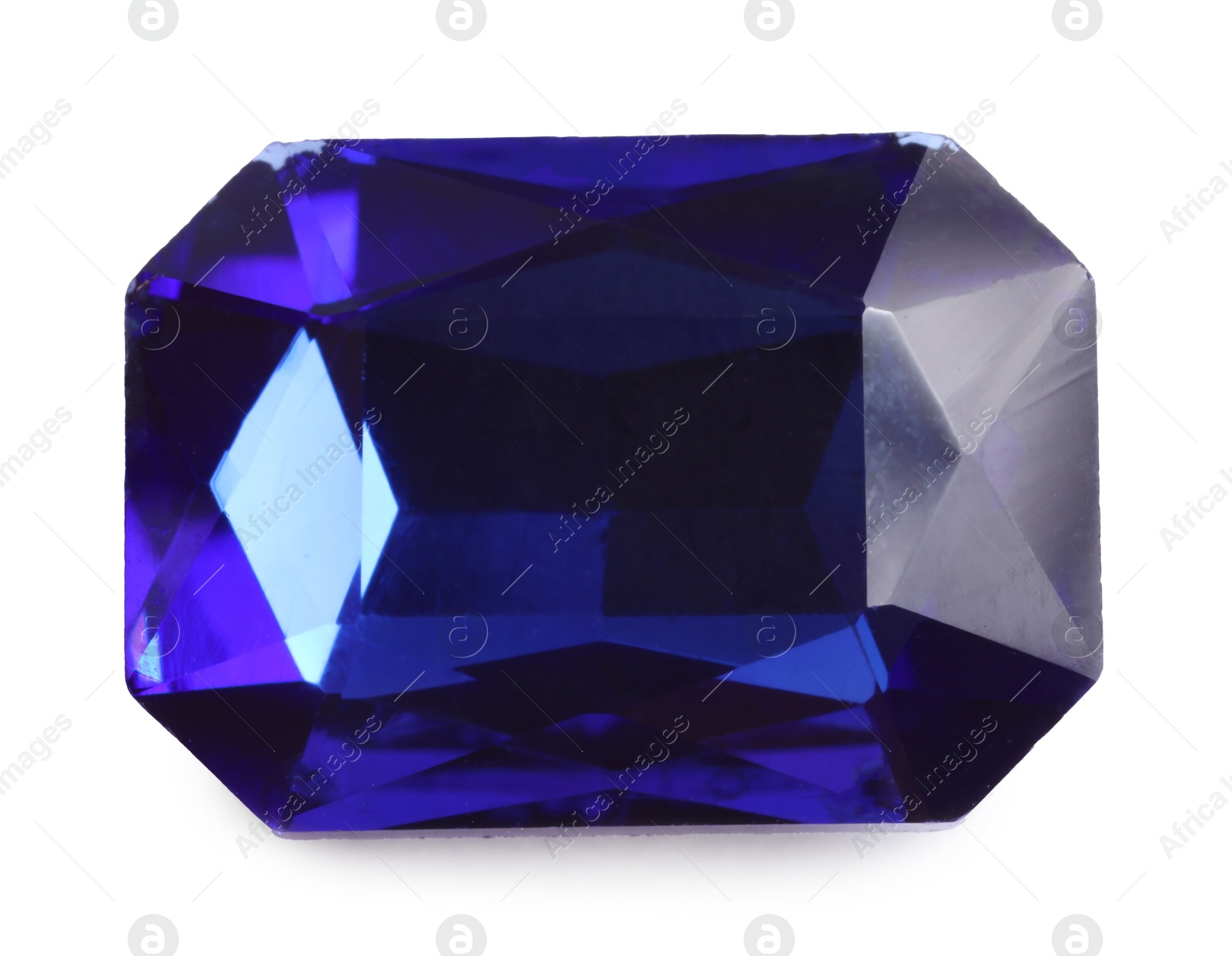 Photo of One violet shiny gemstone isolated on white