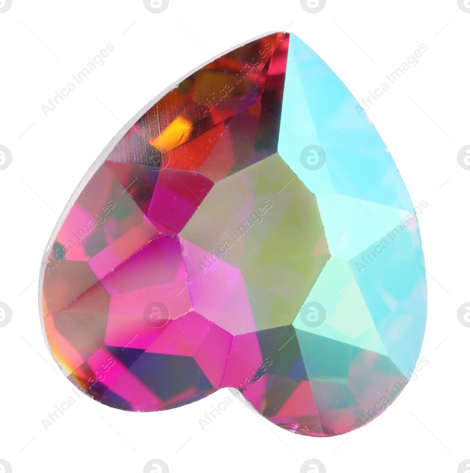 Photo of Colorful heart shaped shiny gemstone isolated on white