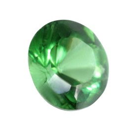 Photo of One shiny green gemstone isolated on white