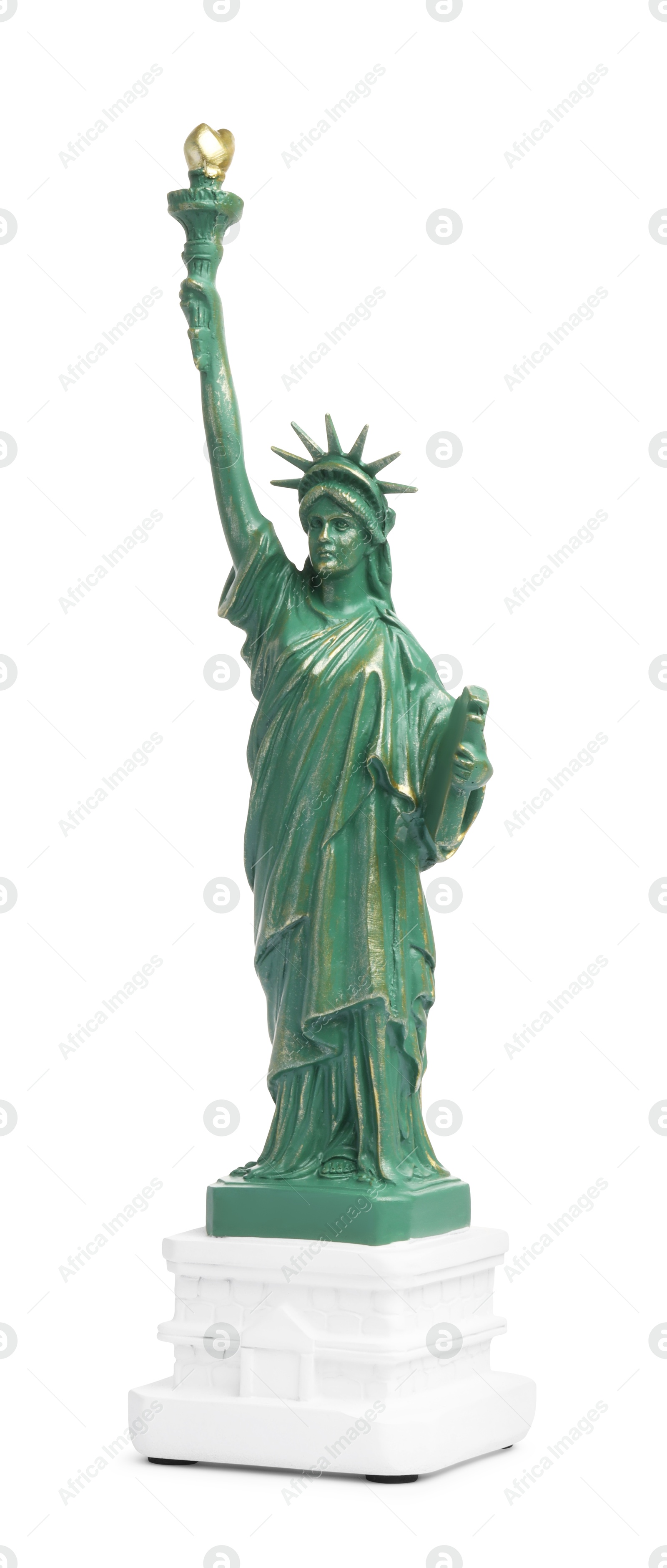 Photo of Statue of Liberty isolated on white. Symbol of freedom