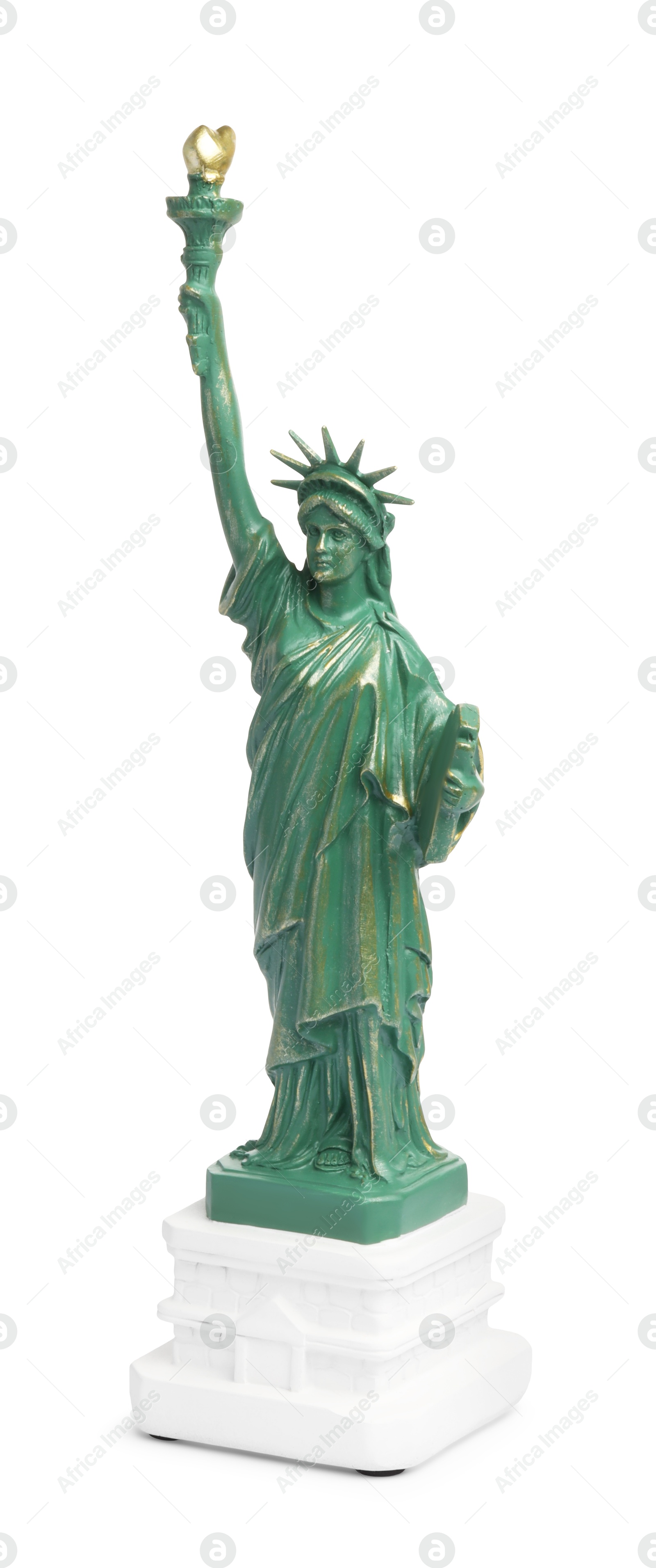 Photo of Statue of Liberty isolated on white. Symbol of freedom