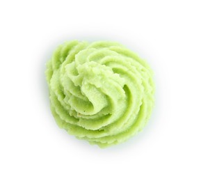 Photo of Hot wasabi paste isolated on white, top view