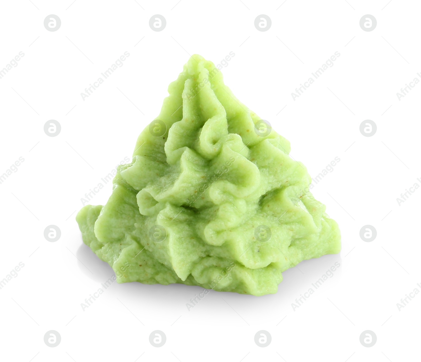 Photo of Wasabi paste isolated on white. Spicy condiment