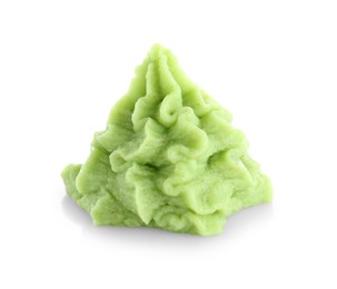 Photo of Wasabi paste isolated on white. Spicy condiment