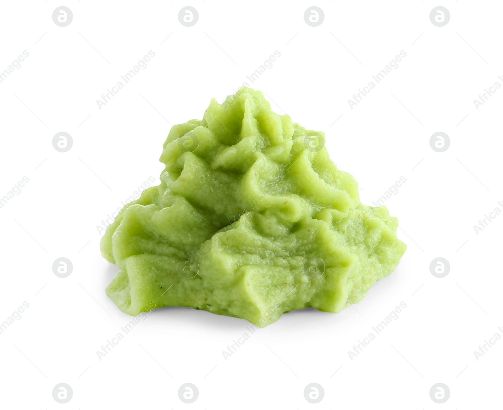 Photo of Wasabi paste isolated on white. Spicy condiment