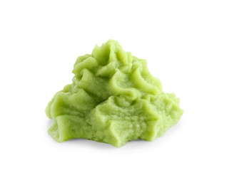 Photo of Wasabi paste isolated on white. Spicy condiment