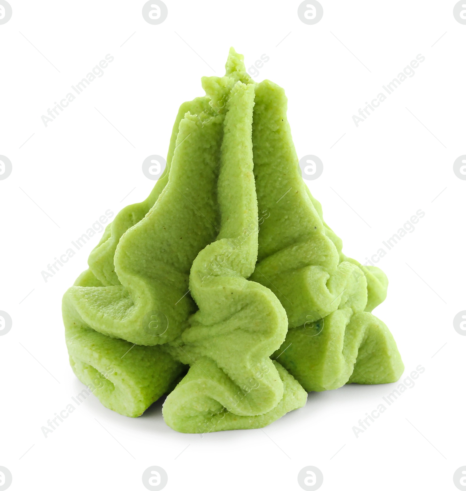 Photo of Wasabi paste isolated on white. Spicy condiment