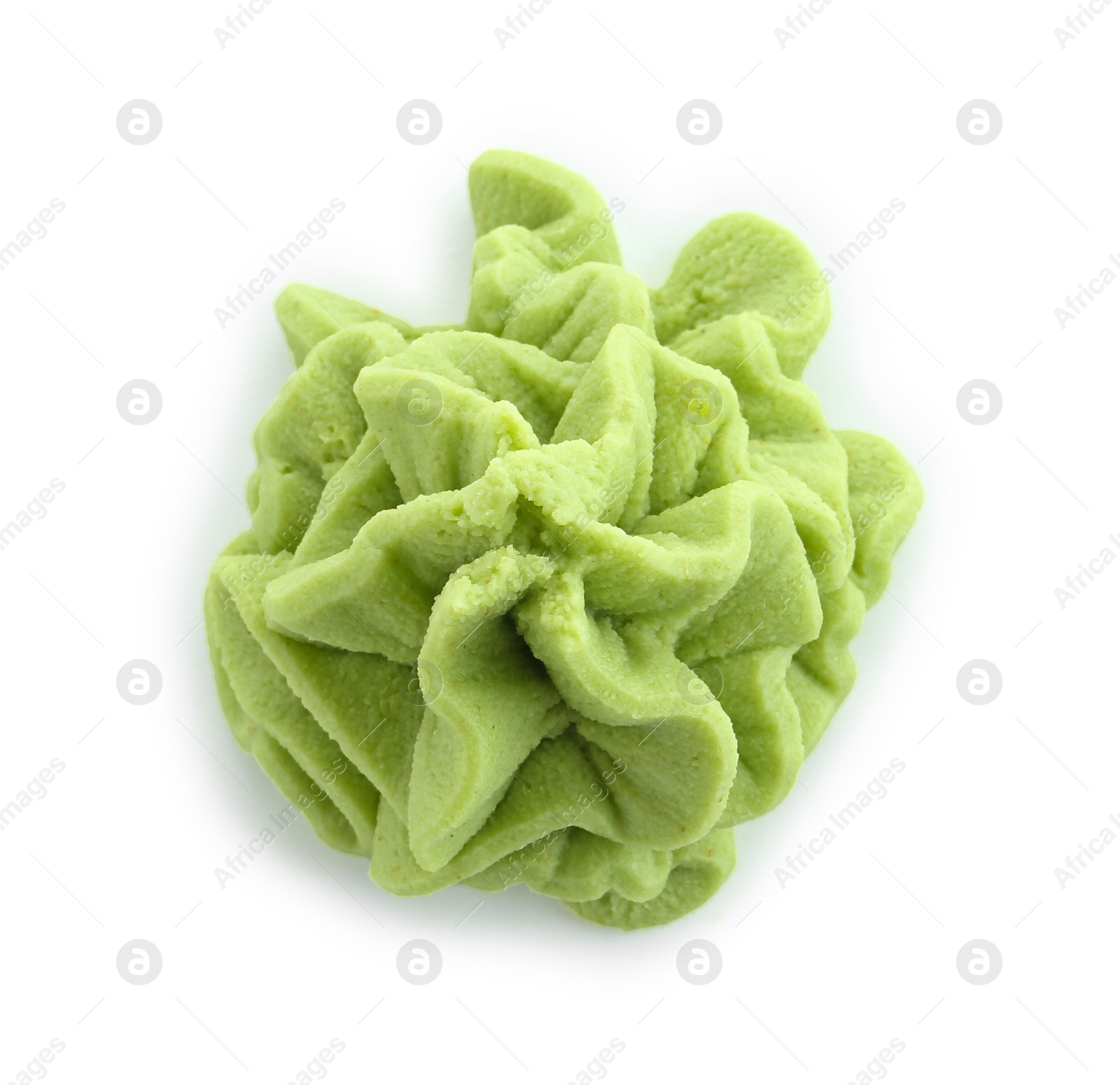 Photo of Hot wasabi paste isolated on white, top view