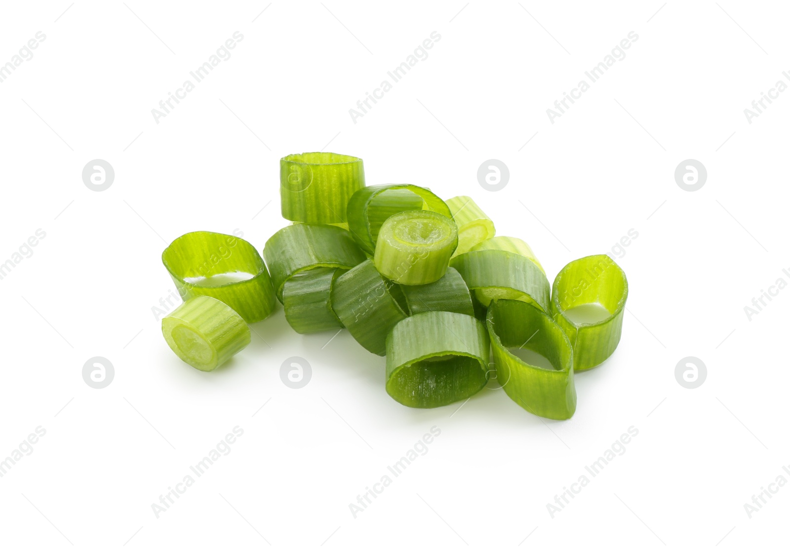 Photo of Chopped fresh green onion isolated on white