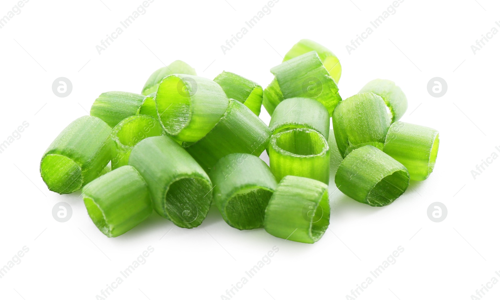 Photo of Chopped fresh green onion isolated on white