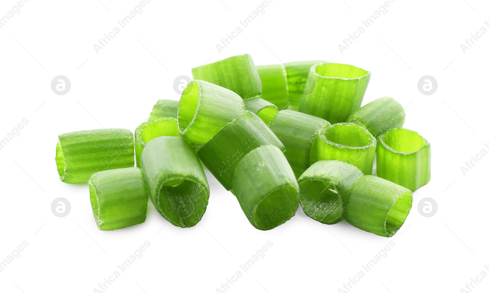 Photo of Chopped fresh green onion isolated on white