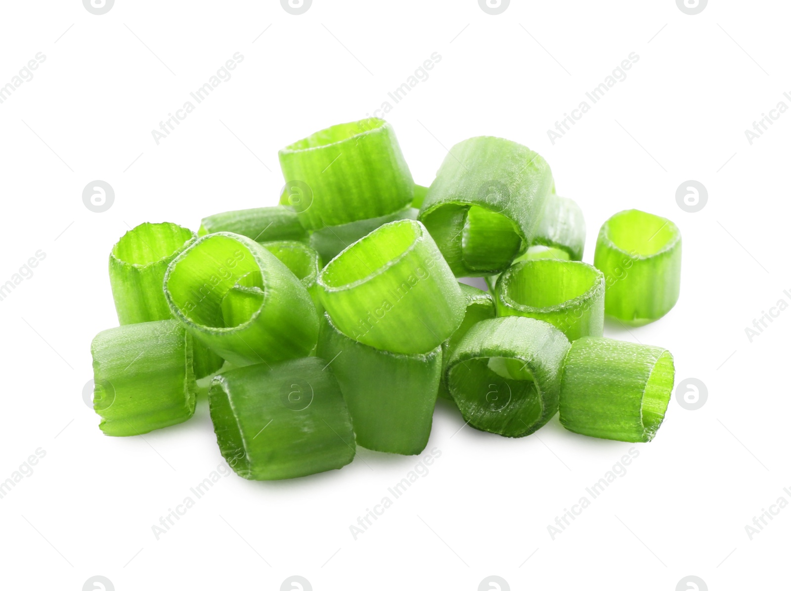 Photo of Chopped fresh green onion isolated on white