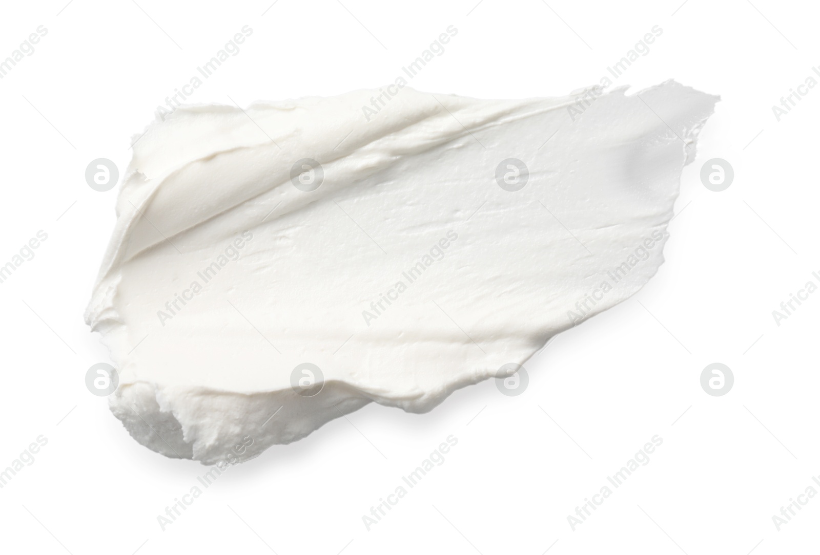 Photo of Cream isolated on white, top view. Sample of cosmetic product