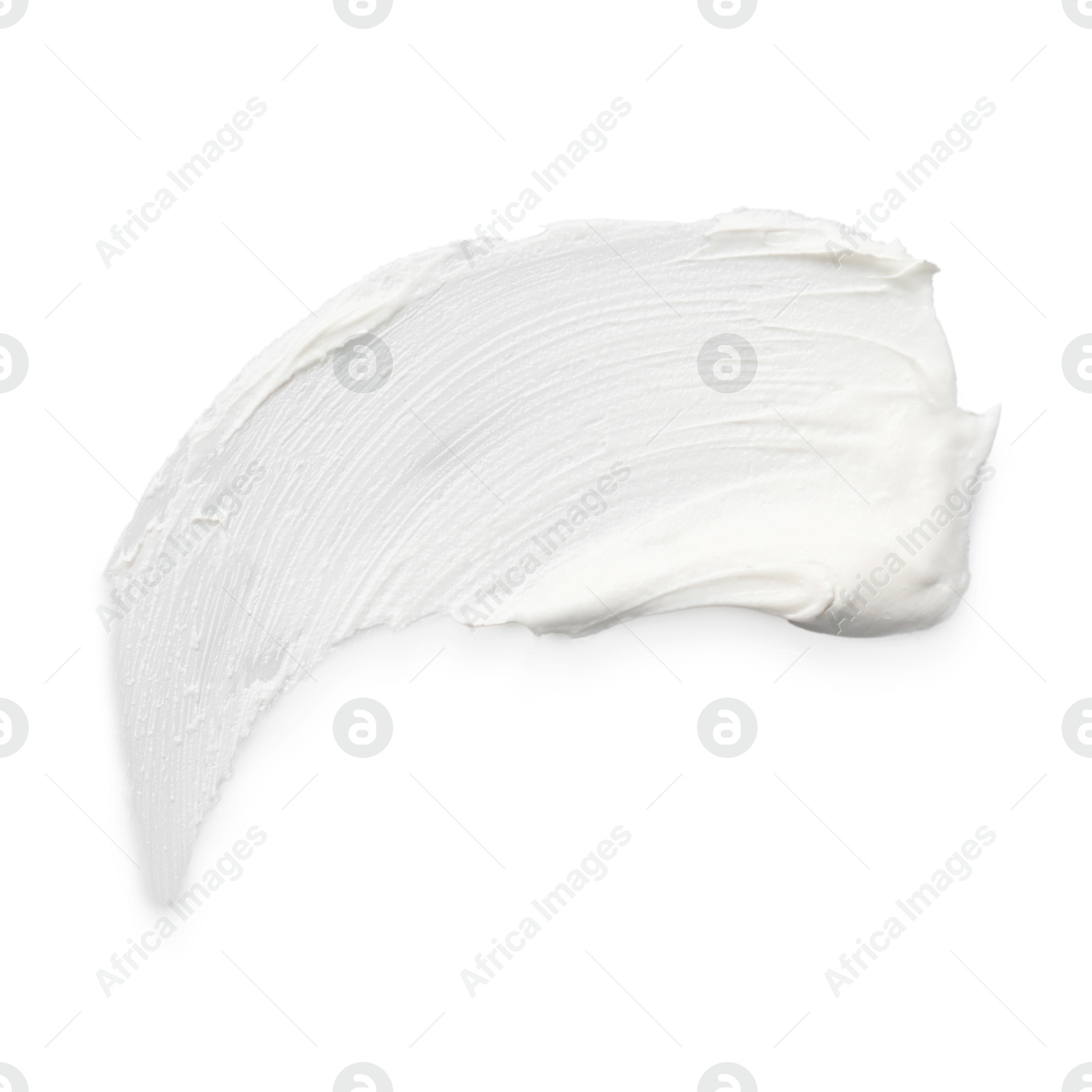 Photo of Cream isolated on white, top view. Sample of cosmetic product