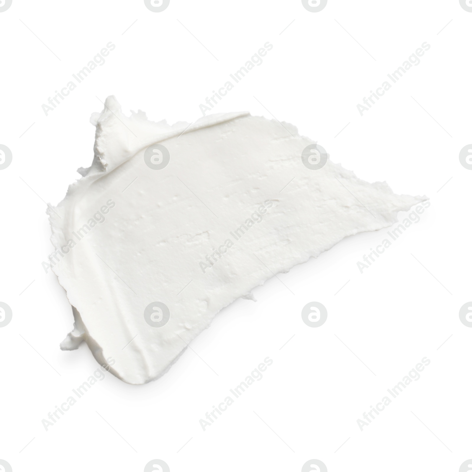 Photo of Cream isolated on white, top view. Sample of cosmetic product