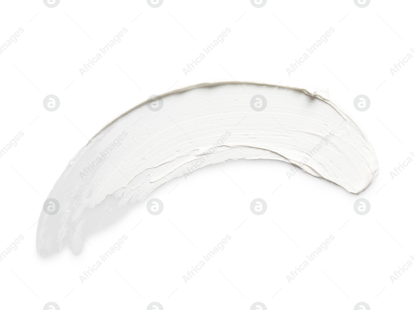 Photo of Cream isolated on white, top view. Sample of cosmetic product