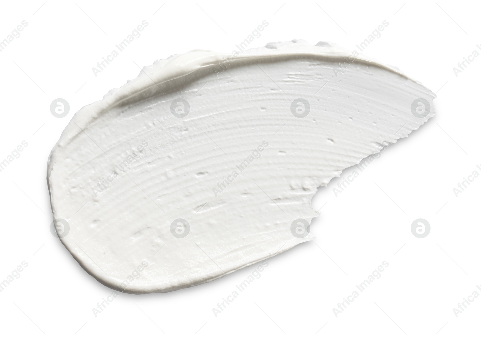 Photo of Cream isolated on white, top view. Sample of cosmetic product