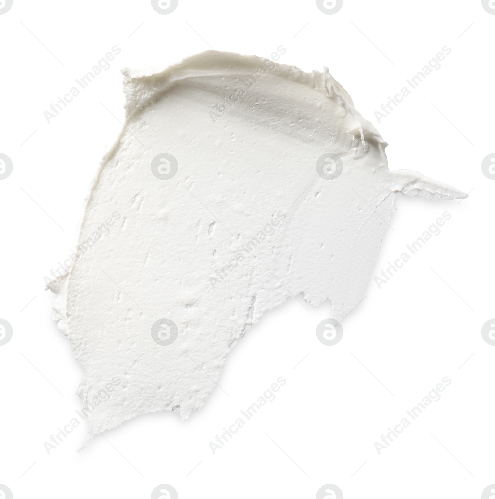 Photo of Cream isolated on white, top view. Sample of cosmetic product