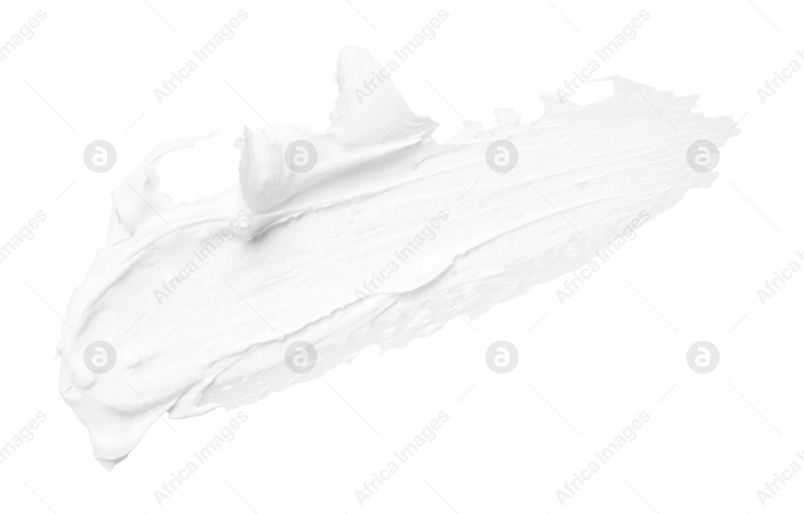 Photo of Cream isolated on white, top view. Sample of cosmetic product