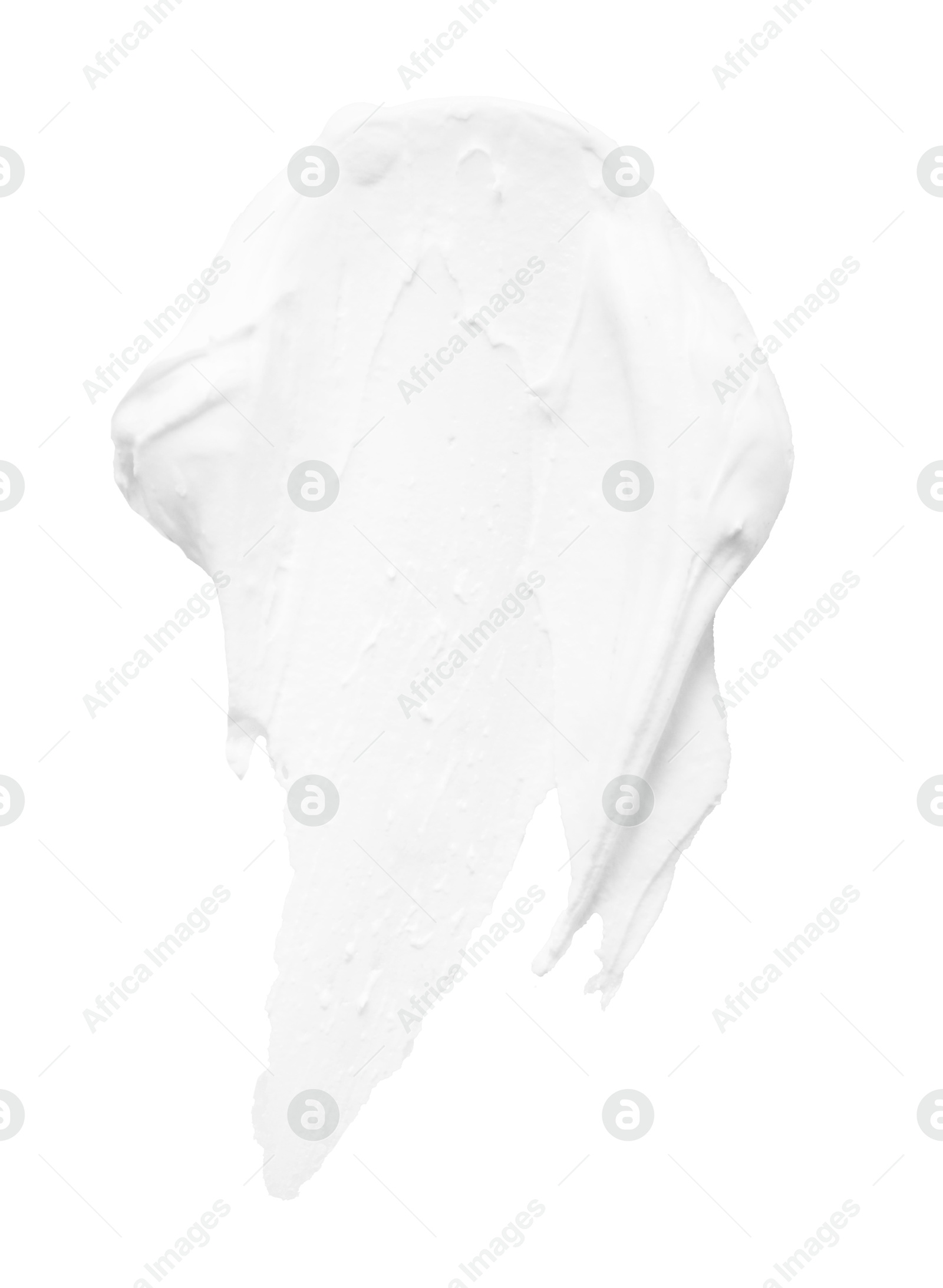 Photo of Cream isolated on white, top view. Sample of cosmetic product