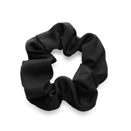 Photo of Stylish hair scrunchy isolated on white, top view