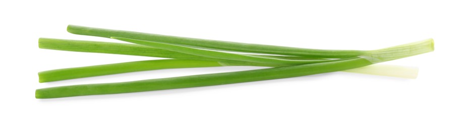 Photo of Cut fresh green onions isolated on white