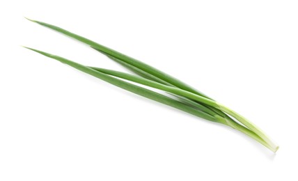 Photo of Fresh ripe green onions isolated on white