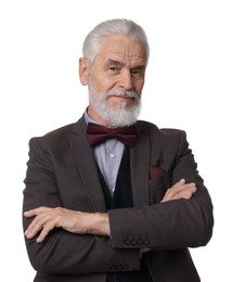 Portrait of elegant bearded gentleman on white background