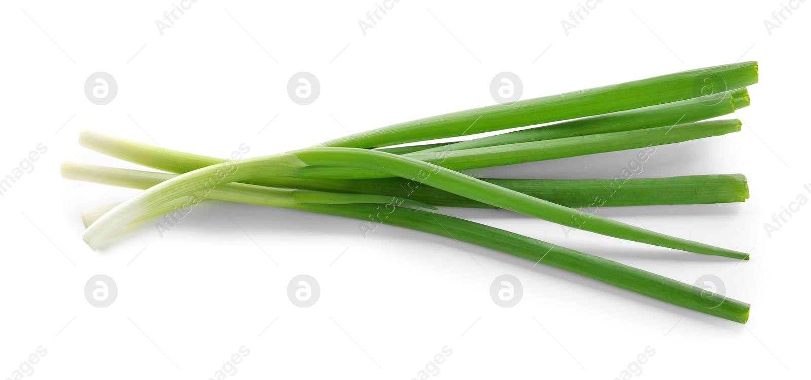 Photo of Cut fresh green onions isolated on white