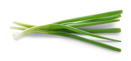 Photo of Cut fresh green onions isolated on white