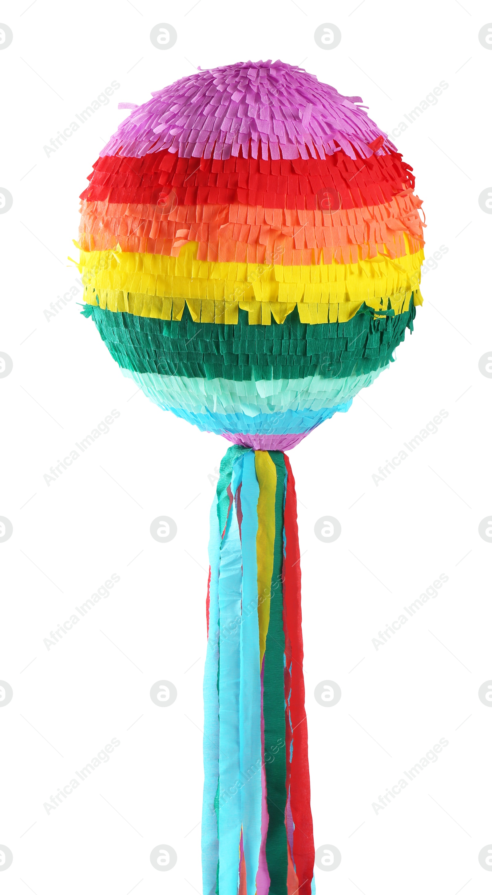 Photo of One bright colorful pinata isolated on white