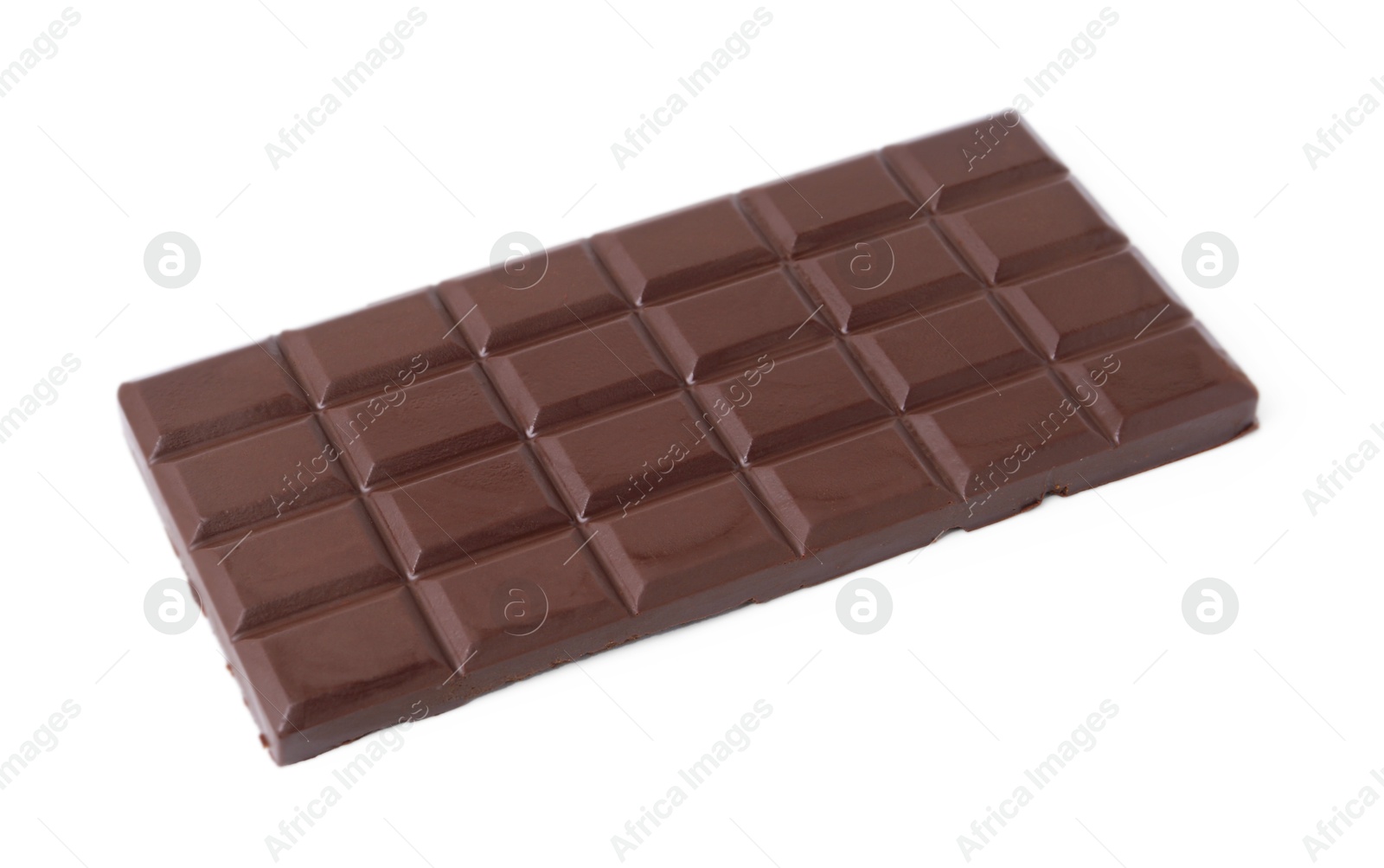 Photo of Delicious dark chocolate bar isolated on white