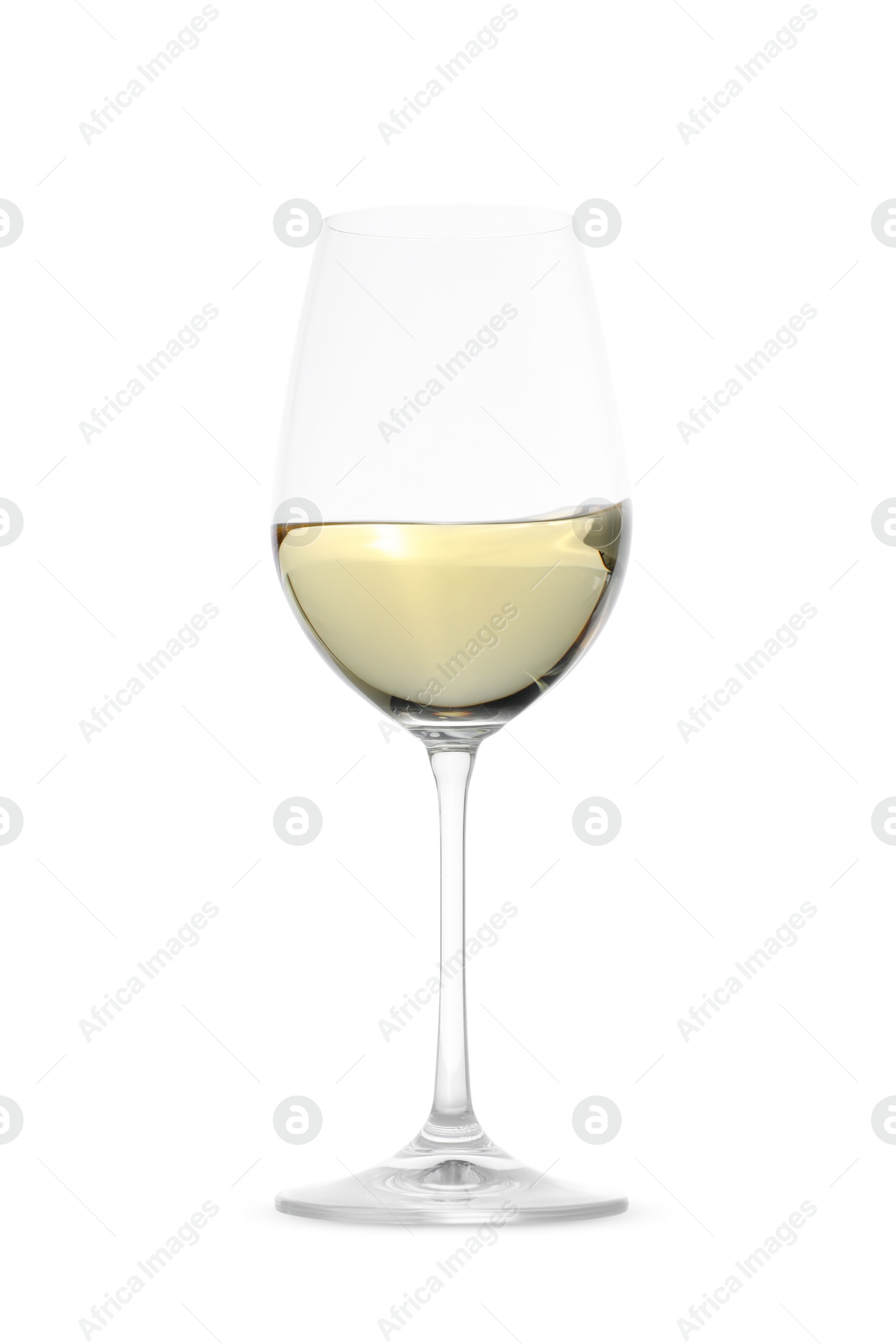 Photo of Tasty wine in glass on white background