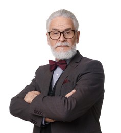 Photo of Portrait of elegant bearded gentleman on white background