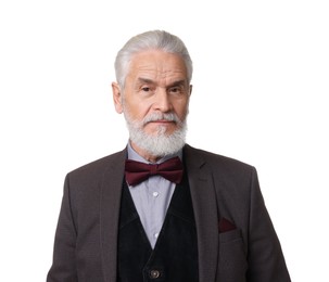 Portrait of elegant bearded gentleman on white background