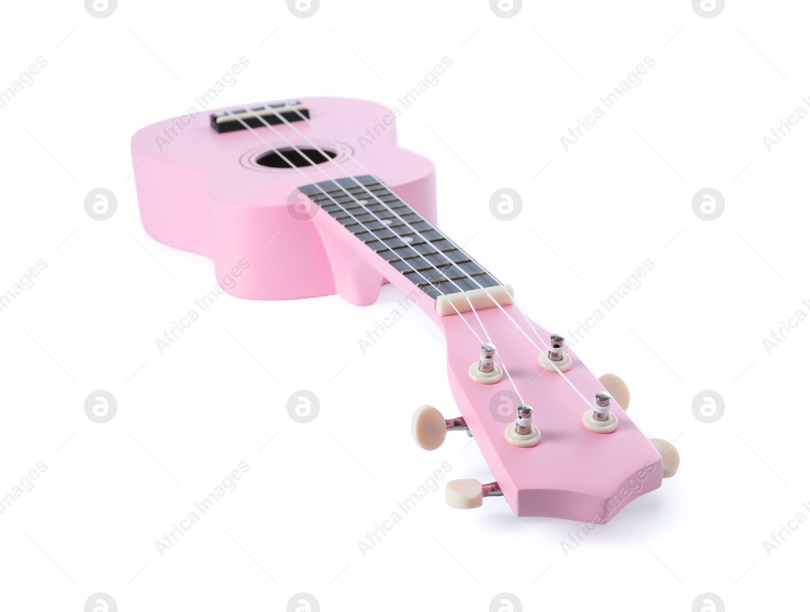 Photo of One ukulele isolated on white. String musical instrument